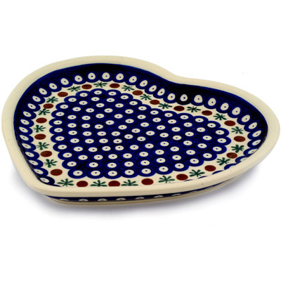 Polish Pottery Heart Shaped Platter 11&quot; Mosquito