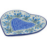 Polish Pottery Heart Shaped Platter 9&quot; Feathery Bluebells