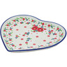 Polish Pottery Heart Shaped Platter 9&quot; Festive Mistletoe UNIKAT