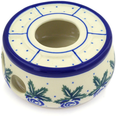 Polish Pottery Heater 4&quot; Blue Rose