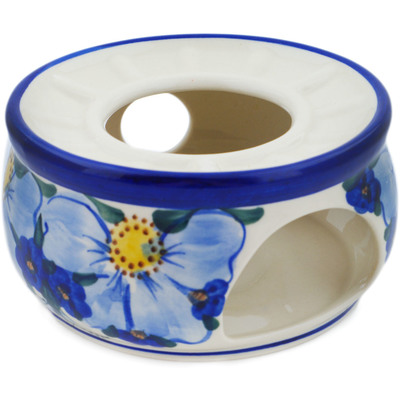 Polish Pottery Heater 6&quot; Himalayan Blue Poppy UNIKAT