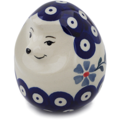Polish Pottery Hedgehog Figurine 3&quot; Peacock Forget-me-not