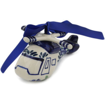 Polish Pottery Helicopter Christmas Ornament Mariposa Lily