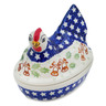 Polish Pottery Hen Shaped Jar 7&quot; Sleigh Bells