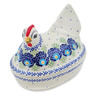 Polish Pottery Hen Shaped Jar 7&quot; Tail Feathers