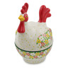 Polish Pottery Hen Shaped Jar 8&quot; Blossom Sprinkle UNIKAT