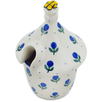 Polish Pottery Honey Jar 6 oz Blue Buds