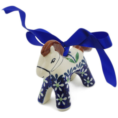 Polish Pottery Horse Ornament 3&quot; Mariposa Lily