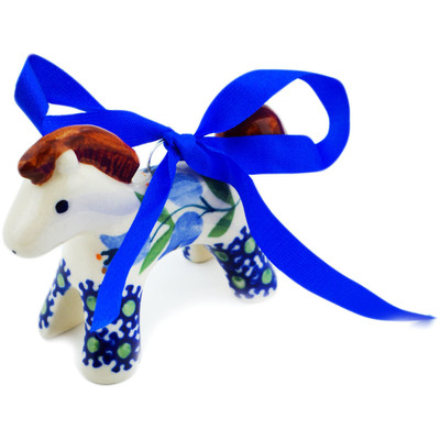 Polish Pottery Horse Ornament 3&quot; Sweet Dreams