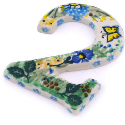 Polish Pottery House Number TWO (2) 4-inch Spring Garden UNIKAT