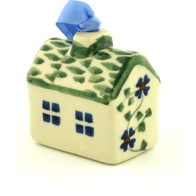 Polish Pottery House Ornament 3&quot; Lucky Blue Clover
