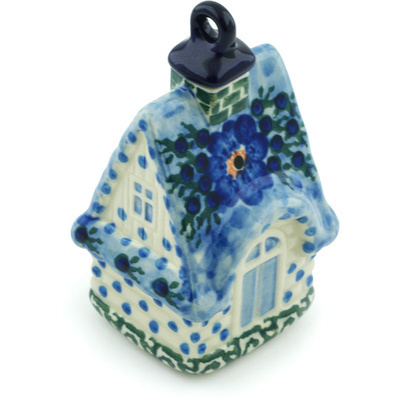 Polish Pottery House Ornament 4&quot; Blue Delight UNIKAT