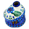 Polish Pottery House Shaped Candle Holder 4&quot; Blue Tulip Garden UNIKAT