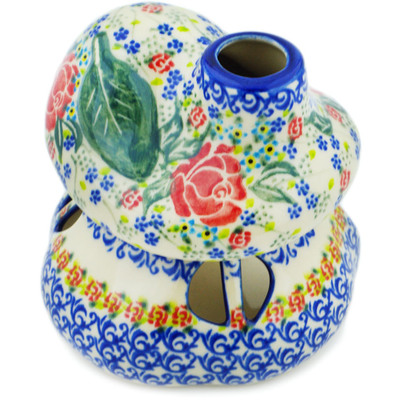 Polish Pottery House Shaped Candle Holder 4&quot; Glorious Rose