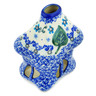 Polish Pottery House Shaped Candle Holder 5&quot; Simply Blue UNIKAT