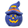 Polish Pottery Jack O Lantern Candle Holder 14&quot; Blue Eyed Beauty