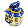 Polish Pottery Jack O Lantern Candle Holder 14&quot; Halloween Cobweb