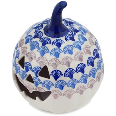 Polish Pottery Jack O Lantern Candle Holder 6&quot; Beautiful Bevy