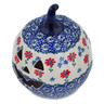 Polish Pottery Jack O Lantern Candle Holder 6&quot; Full Blossom