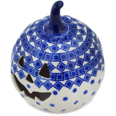 Polish Pottery Jack O Lantern Candle Holder 6&quot; It&#039;s Snowing!