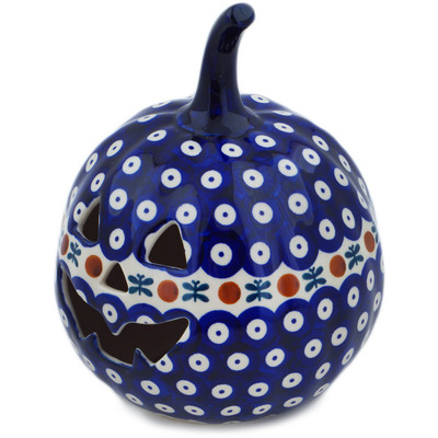 Polish Pottery Jack O Lantern Candle Holder 6&quot; Mosquito