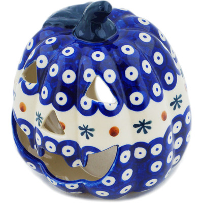 Polish Pottery Jack O Lantern Candle Holder 6&quot; Mosquito