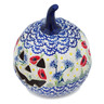 Polish Pottery Jack O Lantern Candle Holder 6&quot; Poppies And Cornflowers UNIKAT