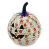 Polish Pottery Jack O Lantern Candle Holder 6&quot; Red Primrose