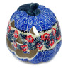 Polish Pottery Jack O Lantern Candle Holder 6&quot; Red Wreath