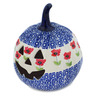 Polish Pottery Jack O Lantern Candle Holder 6&quot; Wind-blown Poppies