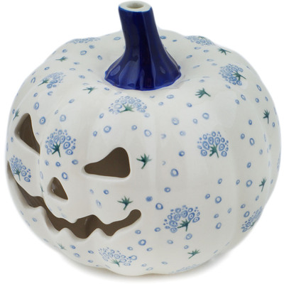 Polish Pottery Jack O Lantern Candle Holder 7&quot; Bubbly Branches