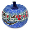 Polish Pottery Jack O Lantern Candle Holder 7&quot; Red Pansy
