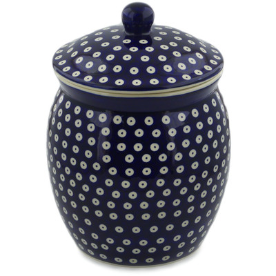 Polish Pottery Jar with Lid 11&quot; Peacock Eyes
