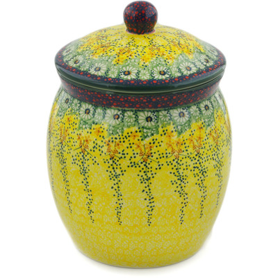 Polish Pottery Jar with Lid 11&quot; Sunshine Grotto UNIKAT