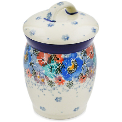 Polish Pottery Jar with Lid 4&quot; Autumn Bunch UNIKAT