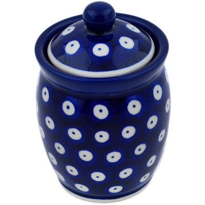 Polish Pottery Jar with Lid 4&quot; Blue Eyes
