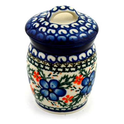Polish Pottery Jar with Lid 4&quot; Cobblestone Garden