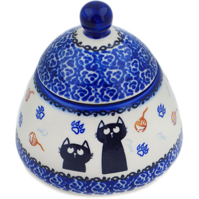 Polish Pottery Jar with Lid 4&quot; Daydreaming Kittens