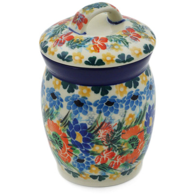 Polish Pottery Jar with Lid 4&quot; Dream Bouquet UNIKAT