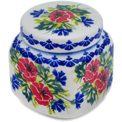 Polish Pottery Jar with Lid 4&quot; Floral Company