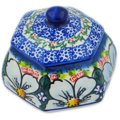 Polish Pottery Jar with Lid 4&quot; Floral Dream UNIKAT