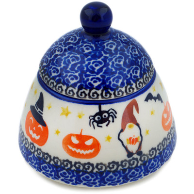 Polish Pottery Jar with Lid 4&quot; Harvest Haunt
