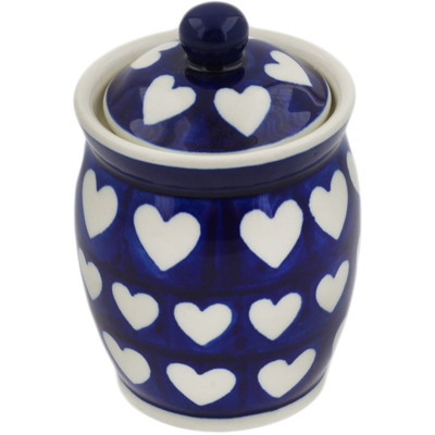 Polish Pottery Jar with Lid 4&quot; Heart Love