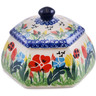 Polish Pottery Jar with Lid 4&quot; Lady Bug Meadow UNIKAT