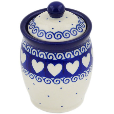 Polish Pottery Jar with Lid 4&quot; Light Hearted