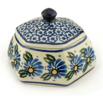 Polish Pottery Jar with Lid 4&quot; Marigold Morning