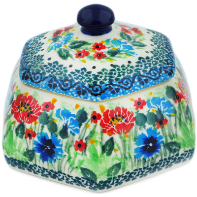 Polish Pottery Jar with Lid 4&quot; Meadow At Sunset UNIKAT