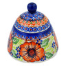 Polish Pottery Jar with Lid 4&quot; Orange Zinnia
