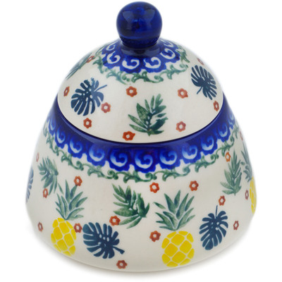 Polish Pottery Jar with Lid 4&quot; Pineapple Parade