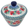 Polish Pottery Jar with Lid 4&quot; Red Pansy